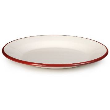Smaltovaný talíř červeno bílý 24cm