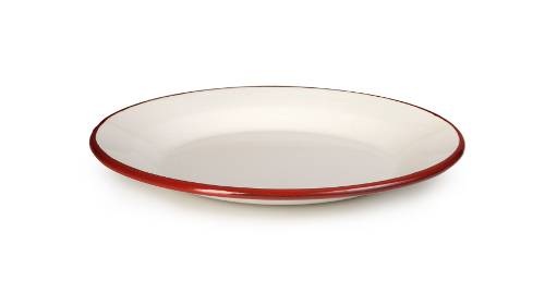 Smaltovaný talířek bílo červený