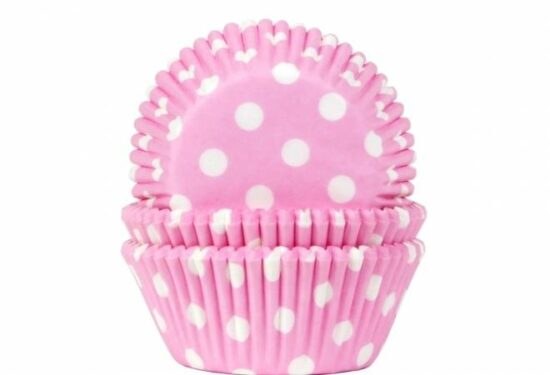 Košíčky na muffiny 50ks růžové s bílými puntíky