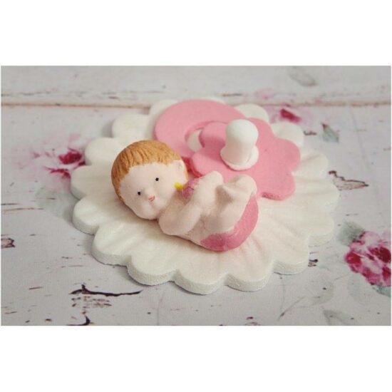 Cukrová figurka miminko růžové s dudlíkem