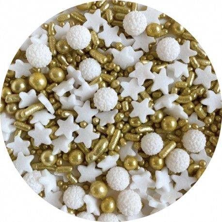 Cukrové zdobení hvězdičky 60g zlato bílé