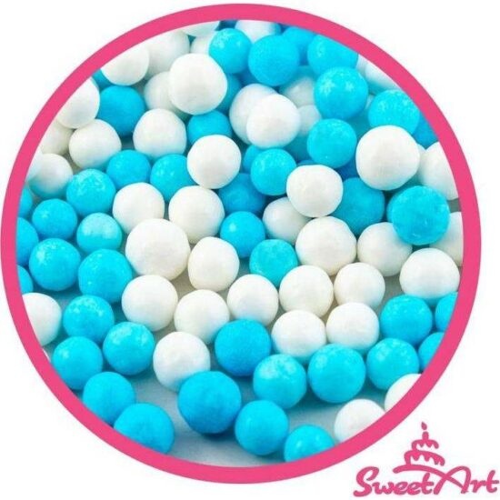 SweetArt cukrové perly modré a bílé