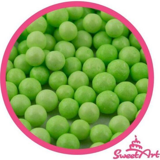 SweetArt cukrové perly světle zelené 7