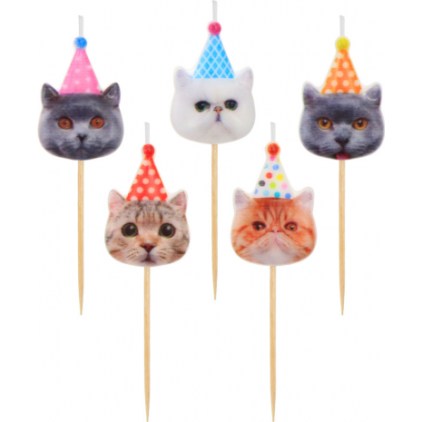 Svíčky na dort 5ks kočky