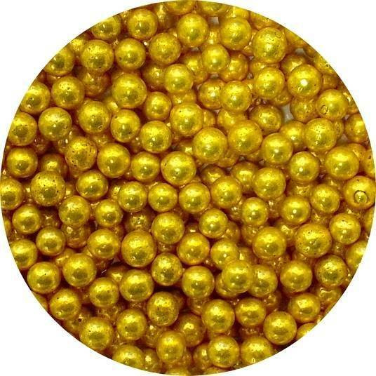 Cukrové perly zlaté střední